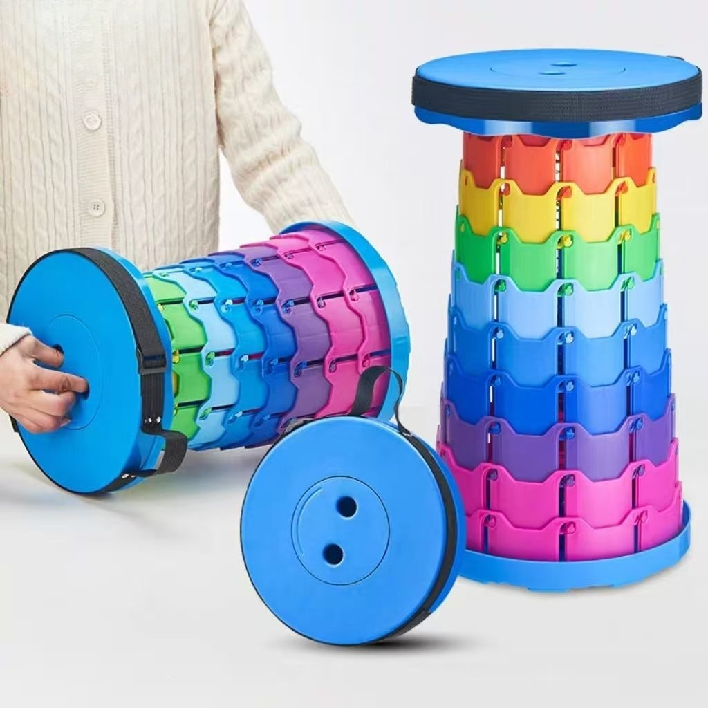 Outdoor Adventures - Tabouret de camping télescopique arc-en-ciel, portable,