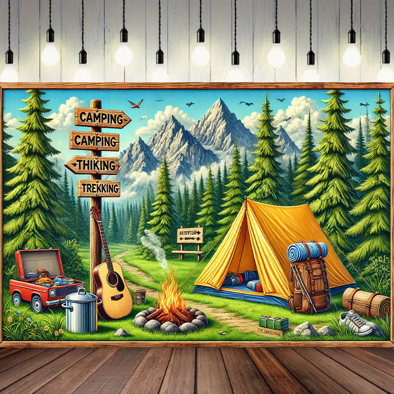 Outdoor Adventure Birthday Party - 1 fond d'aventure de camping et